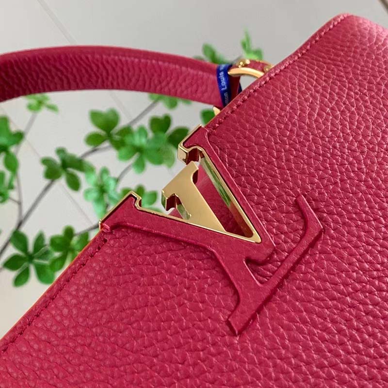 Louis Vuitton LV Women Capucines BB Handbag Scarlet Red Taurillon Leather
