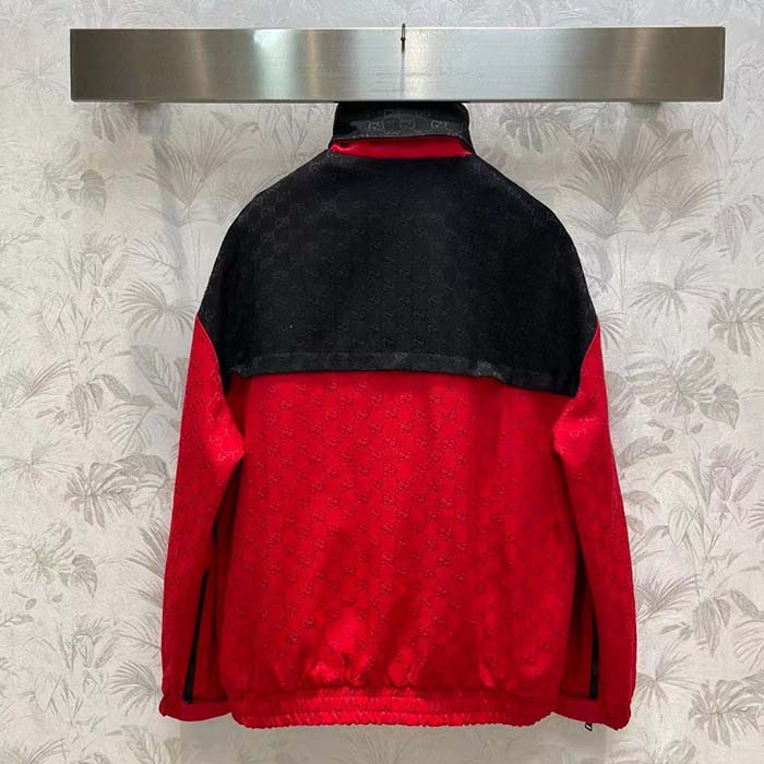 Gucci Women GG Canvas Bomber Jacket High Neck Drawstring Detachable Hood Gilet Dropped Shoulder