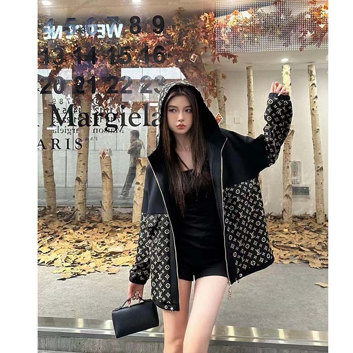 Louis Vuitton LV Women LV Monogram Jacquard Knit Jacket Silk Polyamide Elastane Black Brown