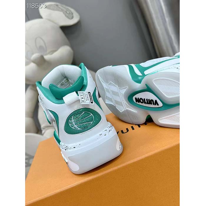 Louis Vuitton LV Unisex Trainer 2.0 Sneaker Boot Green Calf Leather Neoprene