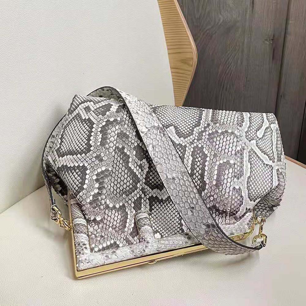 Fendi Women First Medium White Python Leather Bag