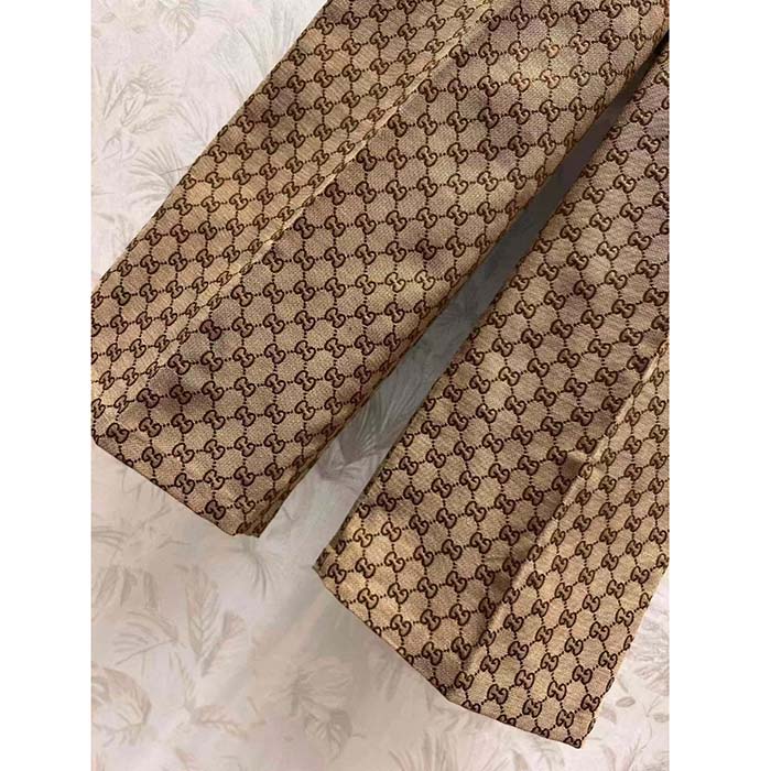 Gucci Men GG Canvas Pant Belt Loops Wide Leg Cropped Length