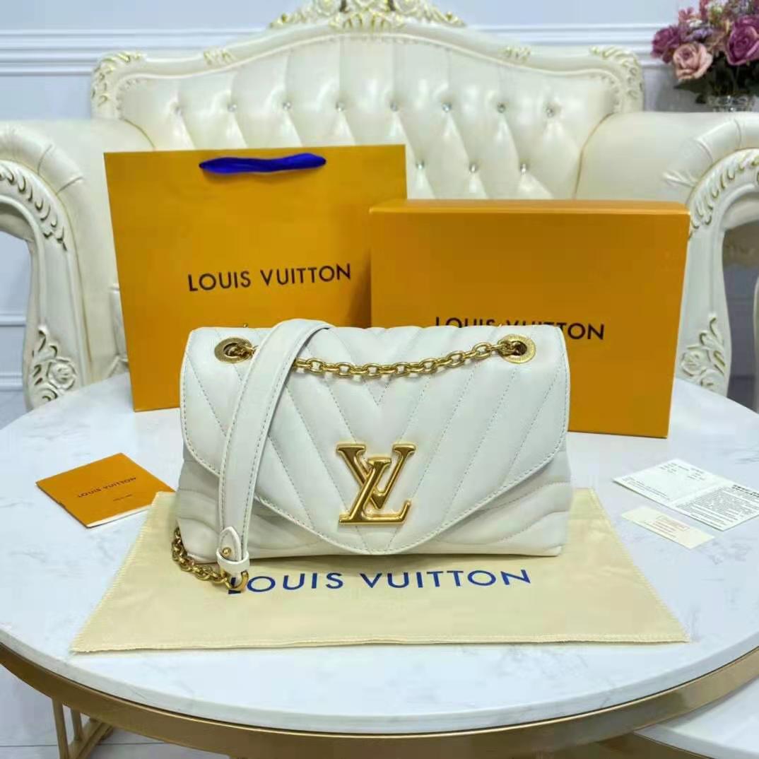 Louis Vuitton LV Women New Wave Chain Bag Handbag White Smooth Cowhide Leather
