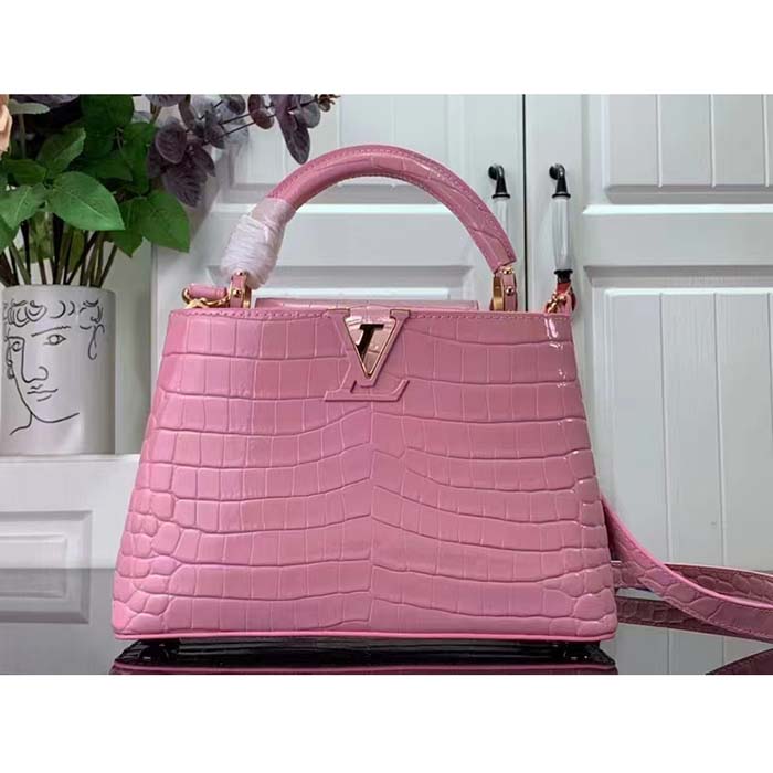 Louis Vuitton LV Women Capucines BB Handbag Pink Crocodilien Brillant Savoir Faire