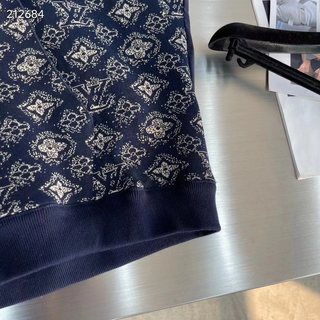 Louis Vuitton Women LV Technical Cotton Zipped Track Top Regular Fit Monogram Sand Jacquard High Jersey Collar