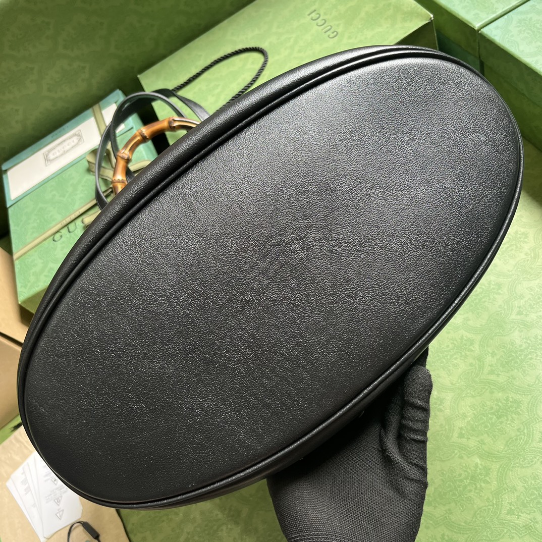 Gucci Women GG Diana Large Tote Bag Black Leather Double G