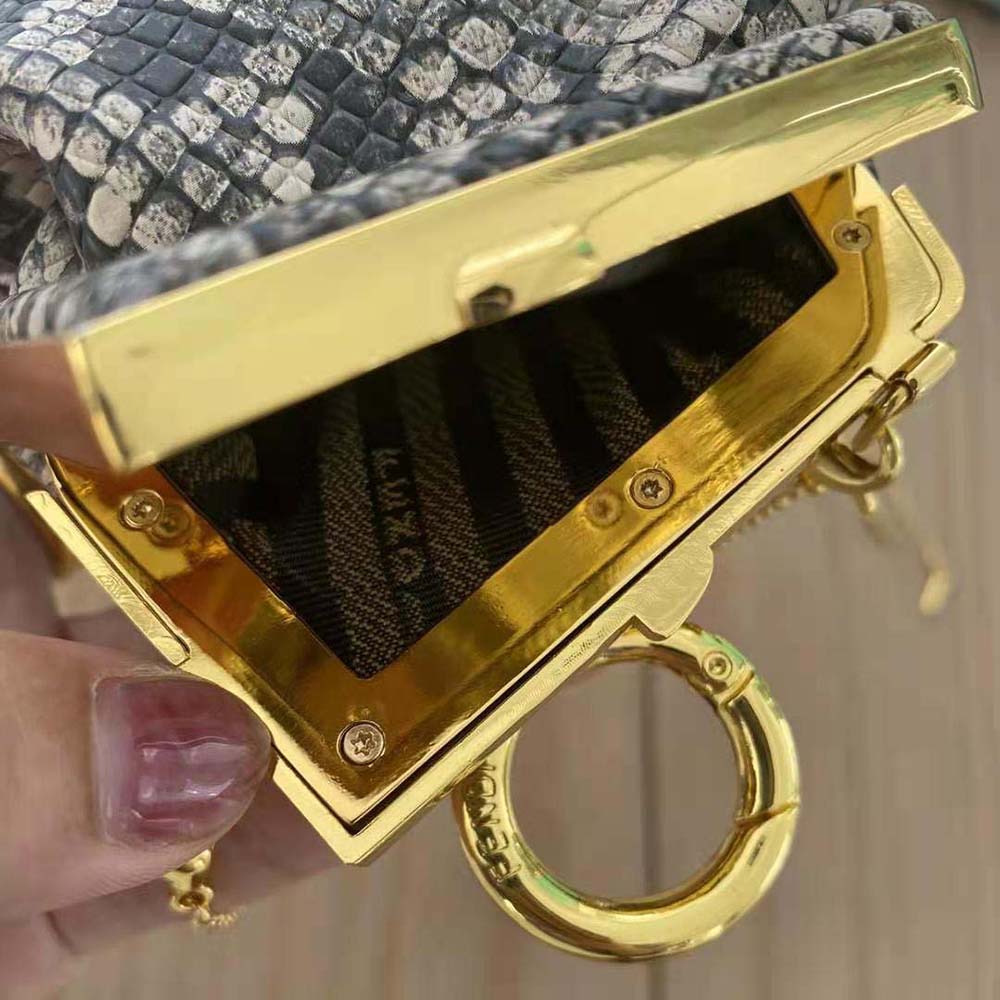 Fendi Women Nano Fendi First Charm Brown Elaphe Charm