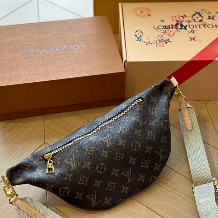 Louis Vuitton LV Women High Rise Monogram Coated Canvas Natural Cowhide Leather