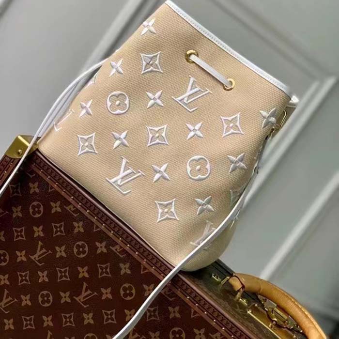 Louis Vuitton LV Women Néonoé MM White Cotton Cowhide Leather