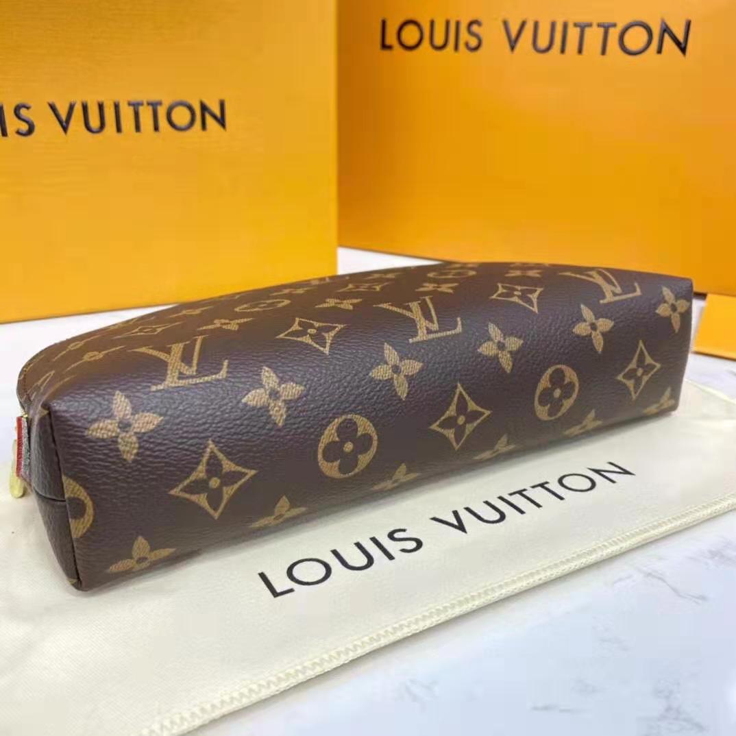 Louis Vuitton LV Women Cosmetic Pouch GM Coated Canvas Cowhide Leather