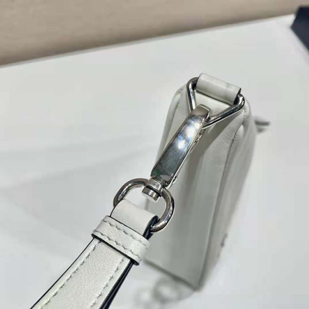 Prada Women Leather Triangle Leather Pouch-White