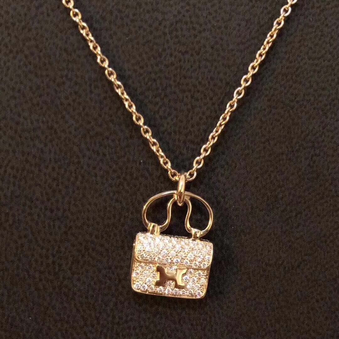 Hermes Women Constance Amulette Pendant Jewelry Pink Gold