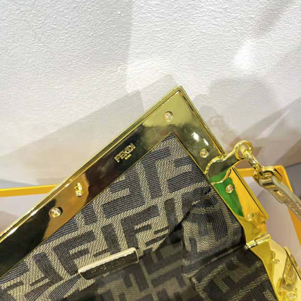Fendi Women First Small Gold Laminated Leather Bag
