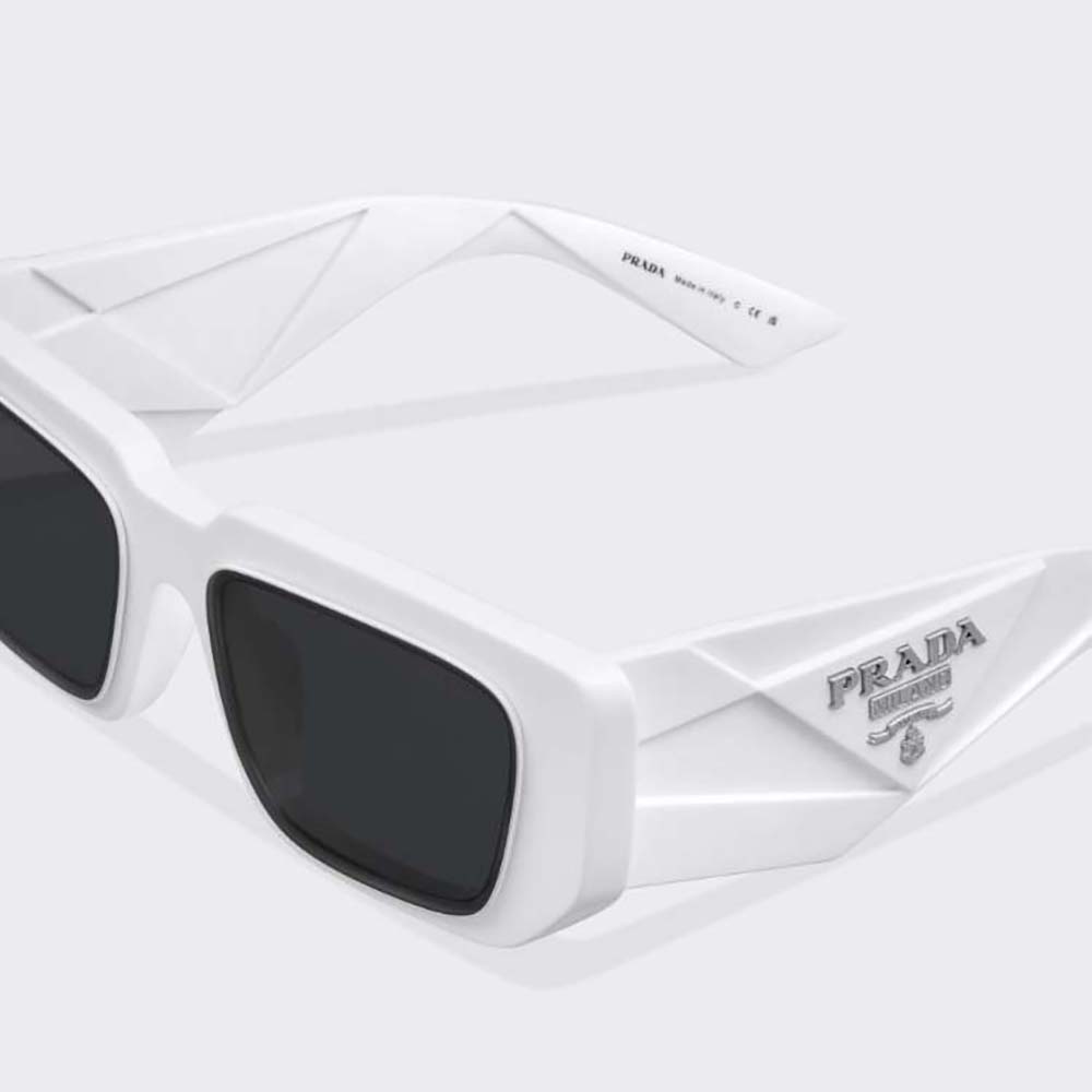 Prada Women Symbole Sunglasses with Traditional Prada Triangle Logo-White