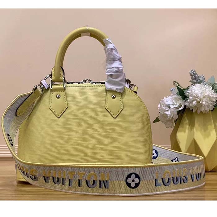 Louis Vuitton LV Women Alma BB Handbag Jaune Plume Yellow Epi Grained Cowhide Leather