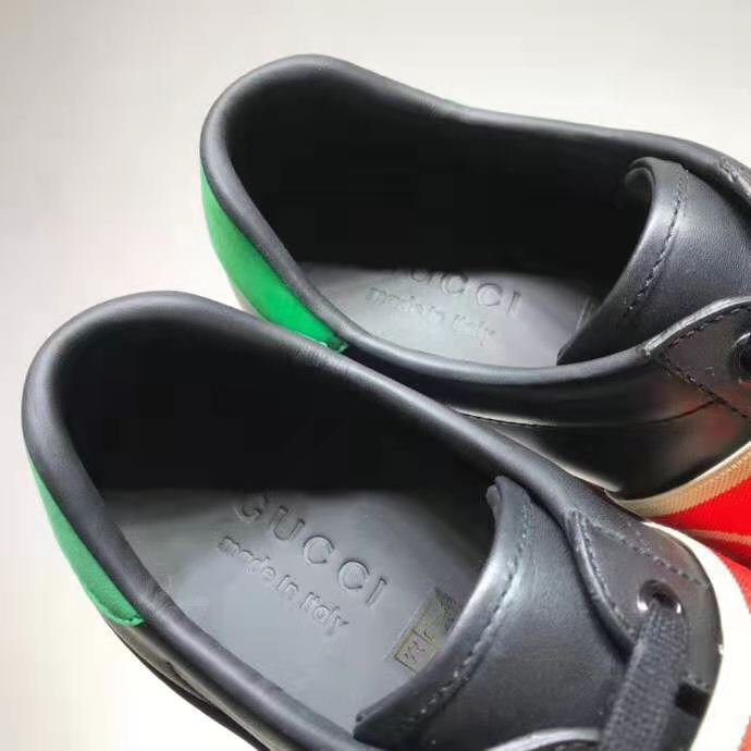 Gucci GG Unisex Ace Sneaker with Elastic Web Interlocking G Black Leather