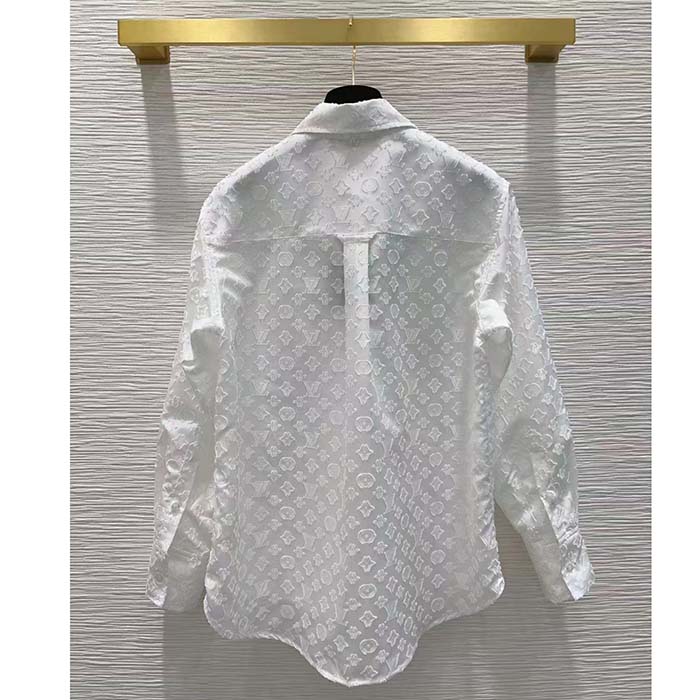 Louis Vuitton Women LV Long Sleeved Fitted Shirt Cotton Blanc Optique White Regular Fit