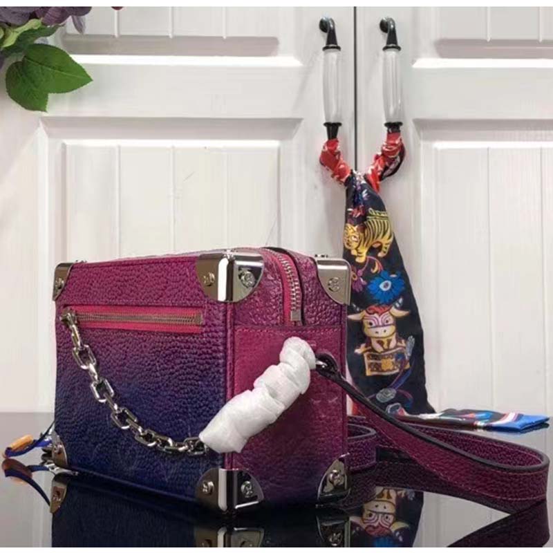 Louis Vuitton LV Unisex Mini Soft Trunk Blue Pink Taurillon Cowhide Leather