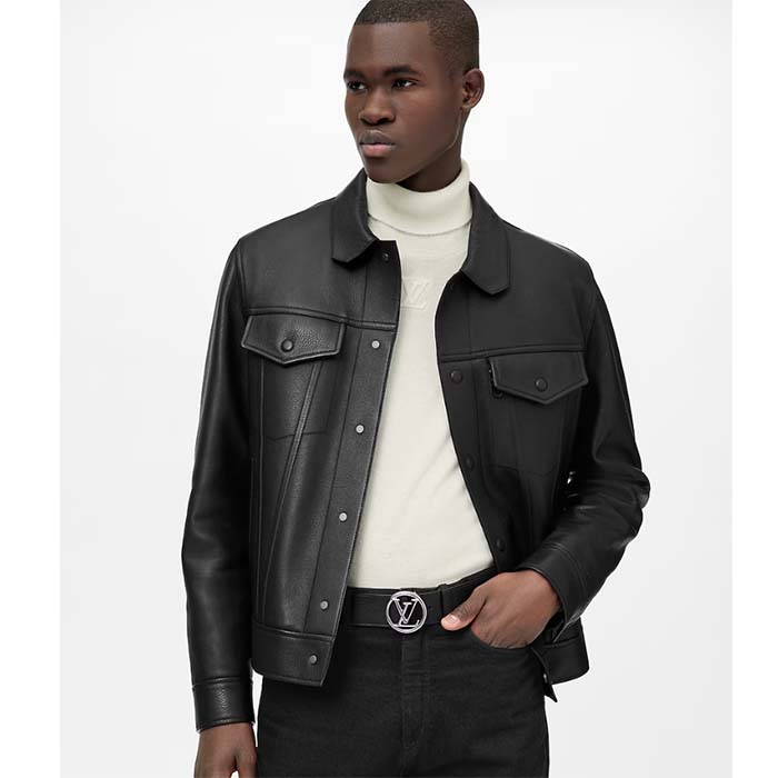 Louis Vuitton Unisex LV Circle 40 MM Reversible Belt Monogram Eclipse Canvas Calf Leather