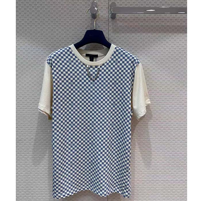 Louis Vuitton Men LV Damier Front T-Shirt Cotton Creamy White 1AFPA0