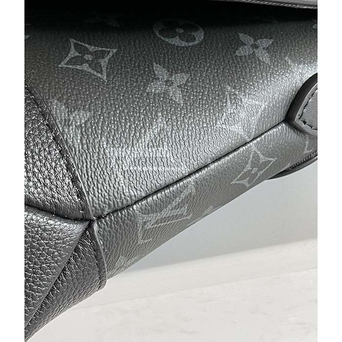 Louis Vuitton LV Unisex Saumur Messenger Monogram Eclipse Coated Canvas Black Leather