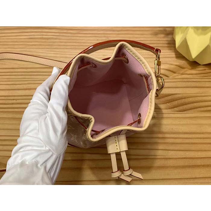Louis Vuitton LV Women Nano Noé Bucket Bag Pink Monogram Coated Canvas Cowhide Leather