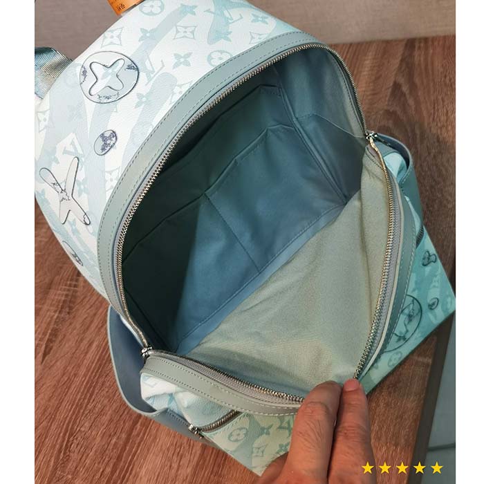 Louis Vuitton LV Unisex Discovery Backpack Crystal Blue Monogram Aquagarden Coated Canvas