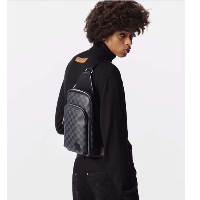 Louis Vuitton LV Unisex Avenue Sling Bag Grey Damier Graphite Coated Canvas Cowhide