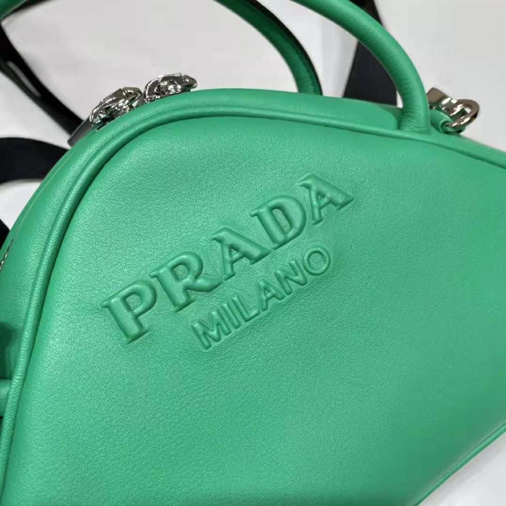 Prada Women Leather Prada Triangle Bag-Green