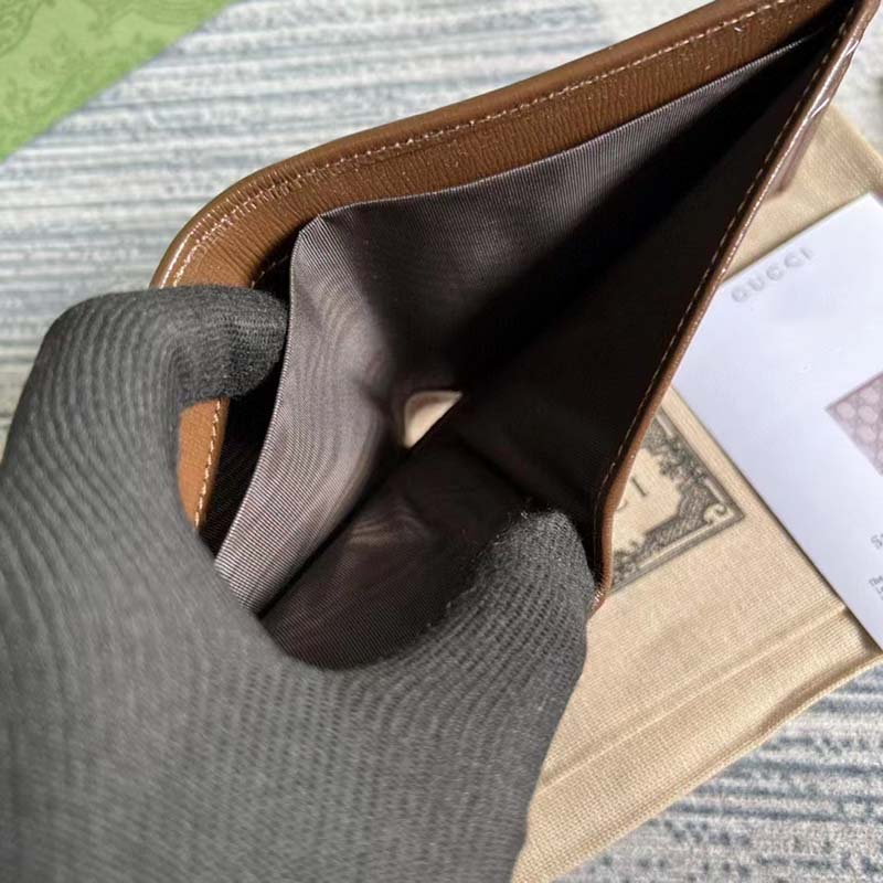 Gucci Unisex GG Wallet Interlocking G Beige Ebony GG Supreme Fabric