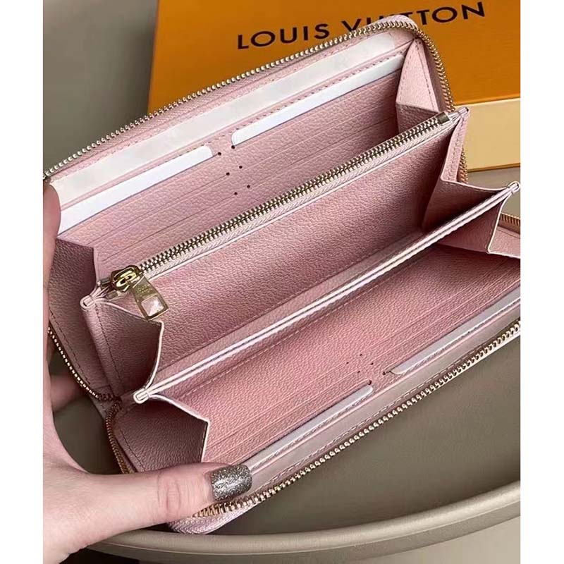 Louis Vuitton LV Unisex Zippy Wallet Pink Monogram Empreinte Embossed Supple Grained Cowhide