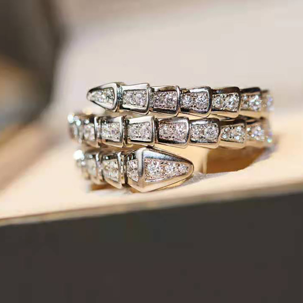 Bvlgari Women Serpenti Viper Two-coil 18 KT White Gold Ring