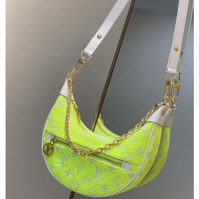 Louis Vuitton LV Unisex Loop Half-Moon Baguette Bag Yellow Monogram Jacquard Velvet