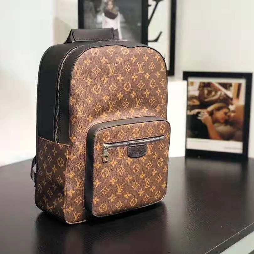 Louis Vuitton LV Men Josh Backpack in Monogram Macassar-Brown