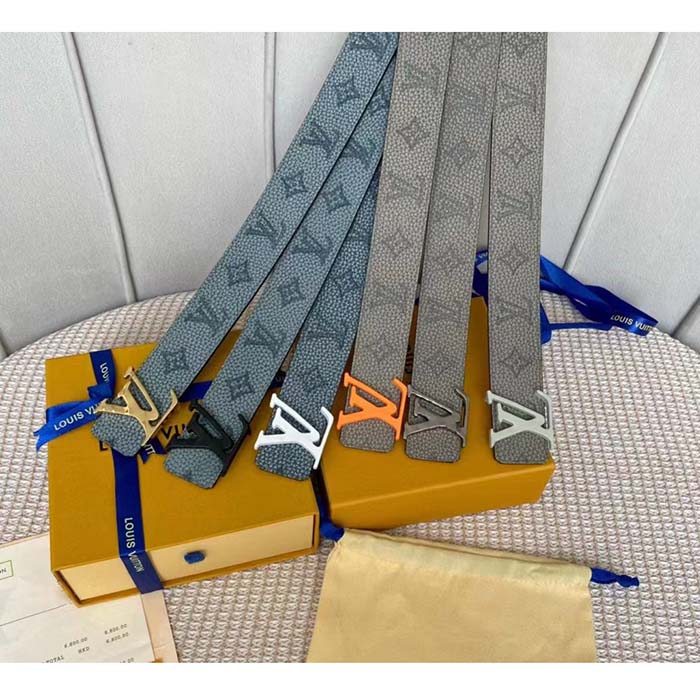 Louis Vuitton Unisex LV Shape MNG Climbing 40 MM Reversible Belt Grey Monogram Taurillon Leather