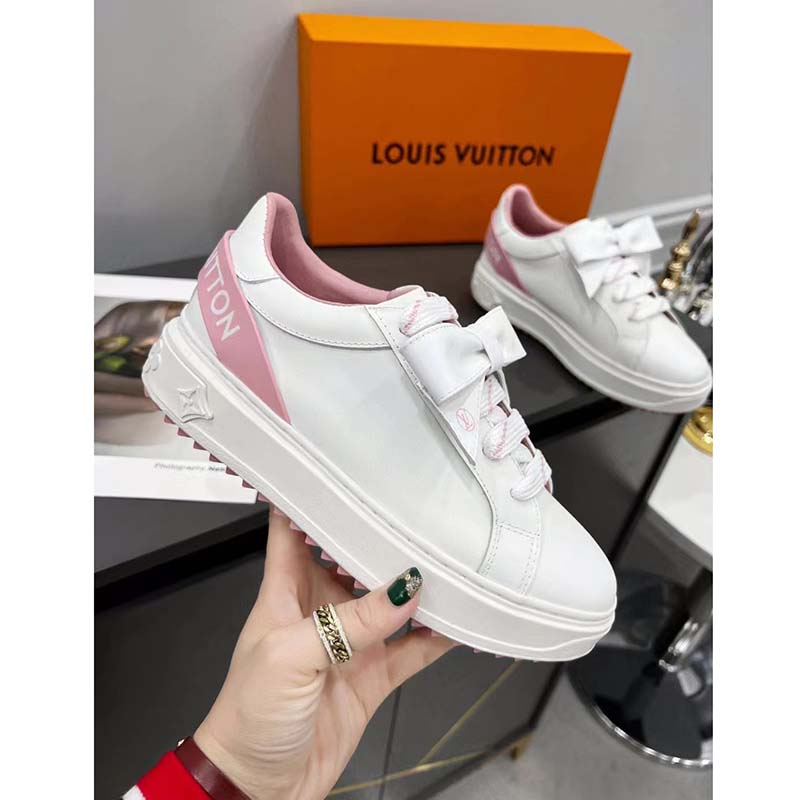 Louis Vuitton Unisex LV Shoes Time Out Sneaker Rose Clair Pink Calf Leather Rubber Outsole