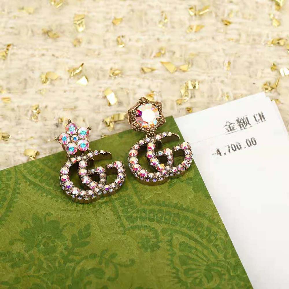 Gucci Women Crystal Double G Earrings