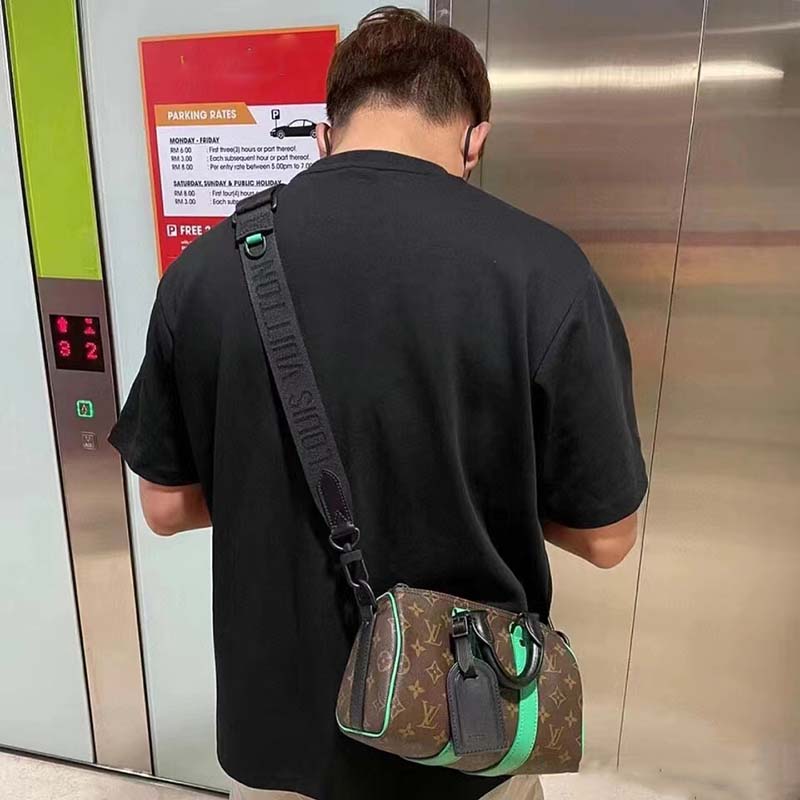 Louis Vuitton LV Unisex Keepall Bandoulière 25 Brown Green Monogram Macassar Coated Canvas