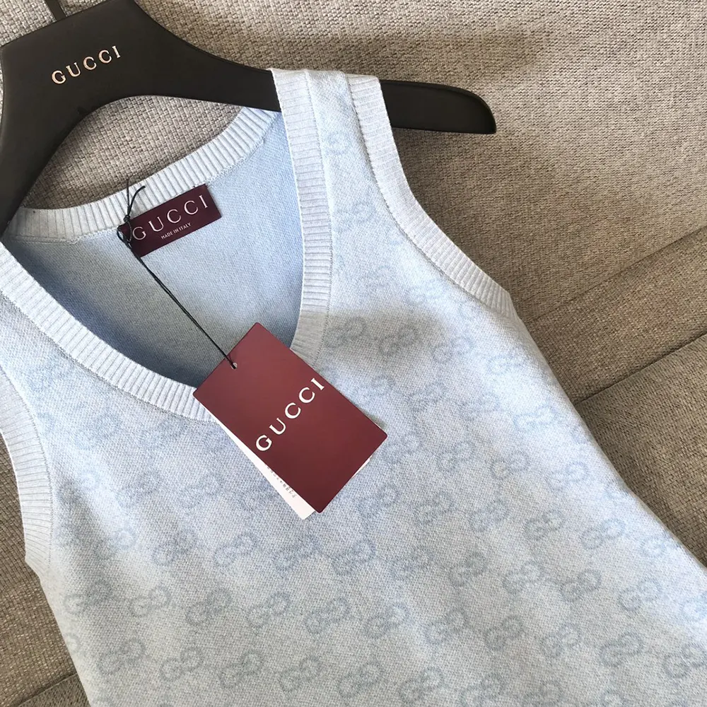 Gucci Women GG Cotton Jacquard Mini Dress-Light Blue 786403XKEPI