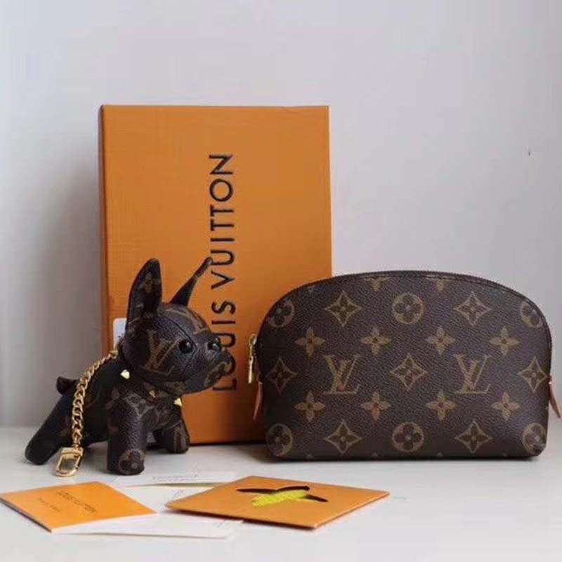 Louis Vuitton LV Women Cosmetic Pouch in Monogram Canvas-Brown