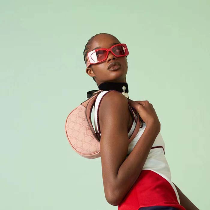 Gucci Women Ophidia GG Mini Bag Pink Canvas Double G Rose Gold Hardware