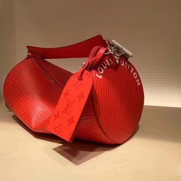 Louis Vuitton LV Unisex Soft Polochon MM Vermillion Red Epi XL Grained Cowhide Leather