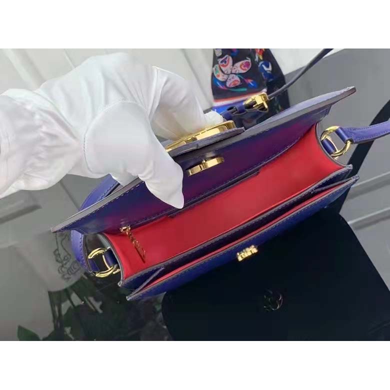 Louis Vuitton LV Women Pont 9 Soft MM Handbag Blue Grained Calfskin