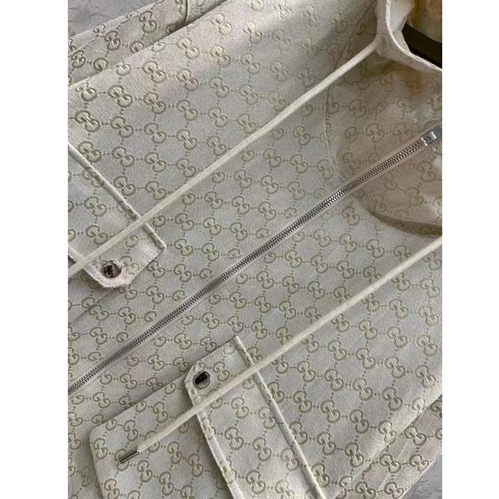 Gucci Women Jumbo GG Canvas Puffer Jacket Cotton Lined High Neck