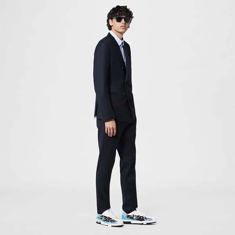 Louis Vuitton Unisex LV Trainer Sneaker Black Printed Calf Leather Rubber Monogram Flowers