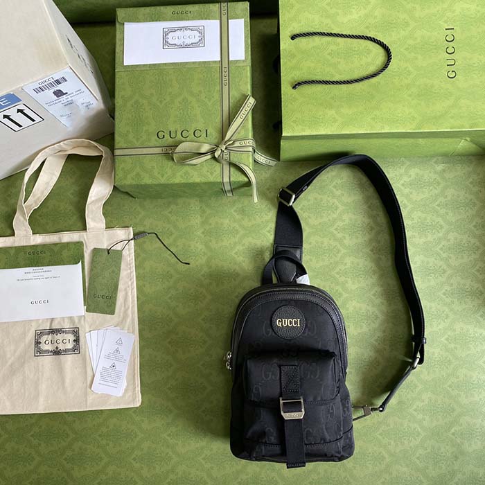 Gucci Unisex GG Off The Grid Sling Backpack Black GG Nylon