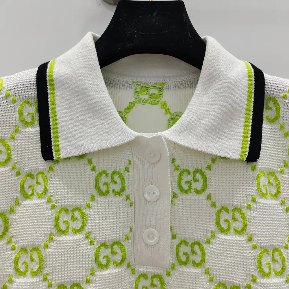 Gucci Women Cotton Polo Dress with GG Intarsia 788764XKD1R9172