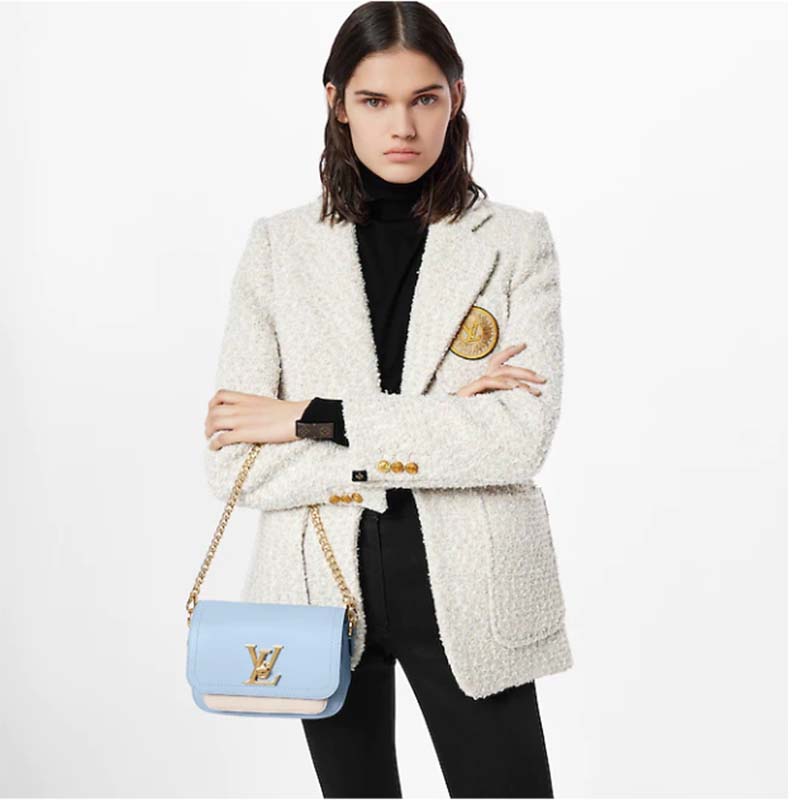 Louis Vuitton LV Women Lockme Tender Bleu Nuage Blue Grained Calf Leather