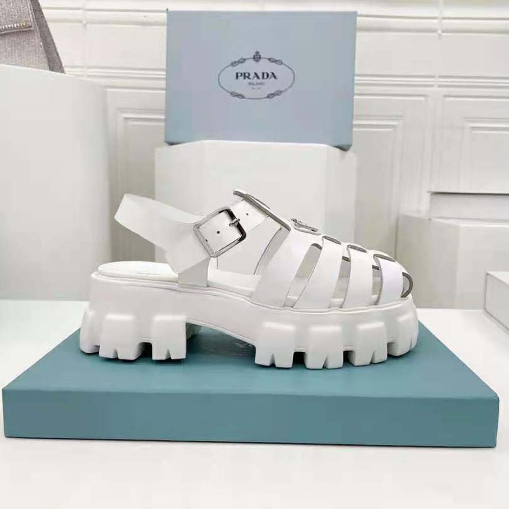 Prada Women Foam Rubber Sandals in 55 mm Heel Height-White