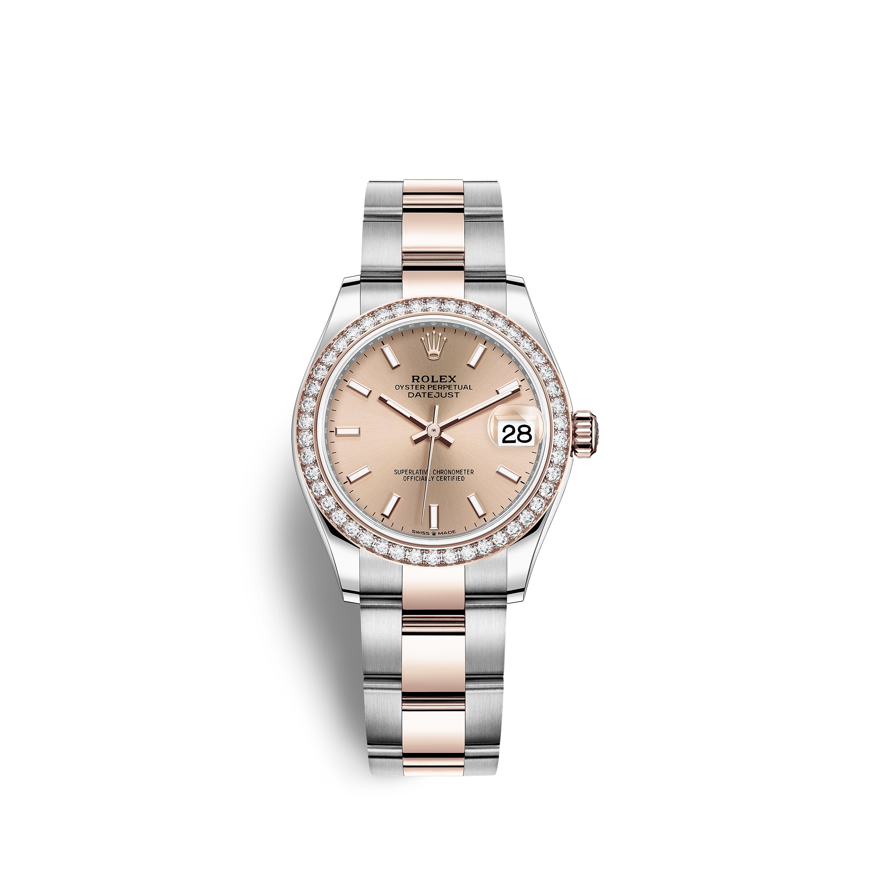 Rolex Datejust 31, Oystersteel, 18kt Everose Gold and diamonds, Ref# 278381RBR-0009